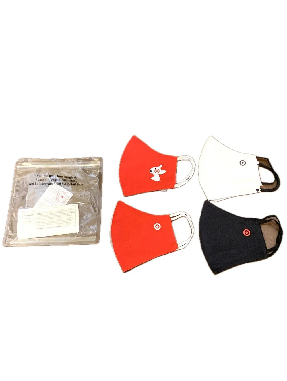 Lot Of 8 Official Target Employee Face Mask Bullseye 2 Packs Of 4 XL 100% Cotton